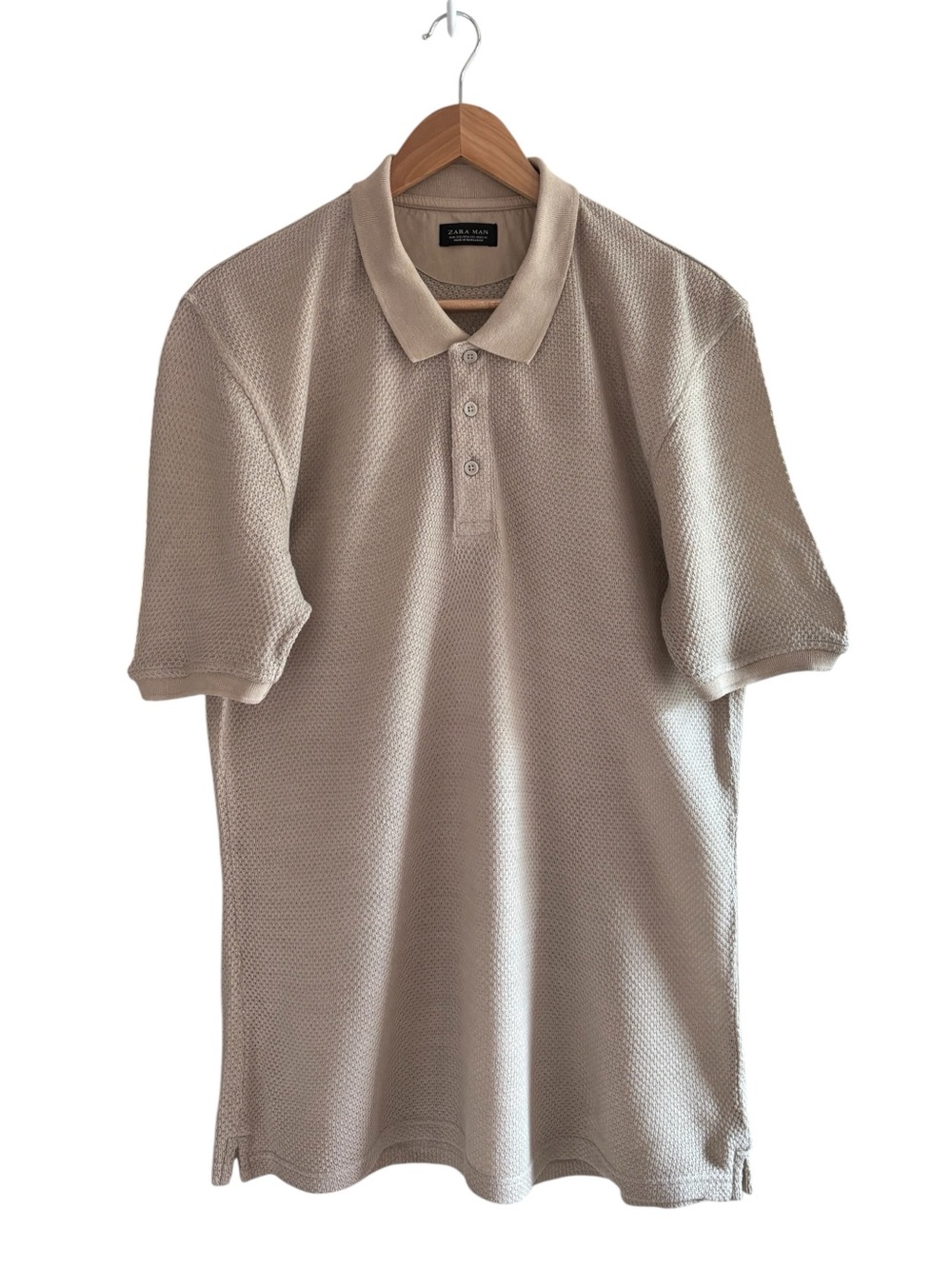 ZARA Men’s Short Sleeve Cotton Knit Polo XXl Taupe